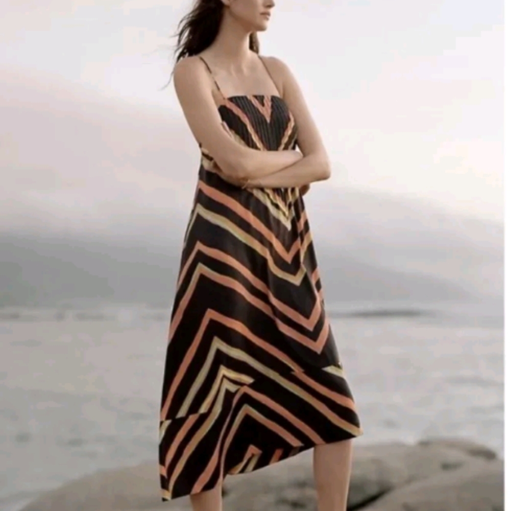 anthropologie runi midi sundress multicolor chevron women size s Retail $158